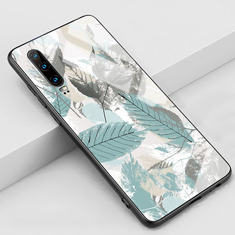 Coque Contour Silicone et Vitre Motif Fantaisie Miroir Etui Housse K02 pour Huawei P30 Bleu Ciel