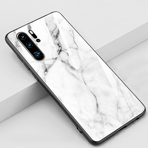 Coque Contour Silicone et Vitre Motif Fantaisie Miroir Etui Housse K03 pour Huawei P30 Pro Blanc