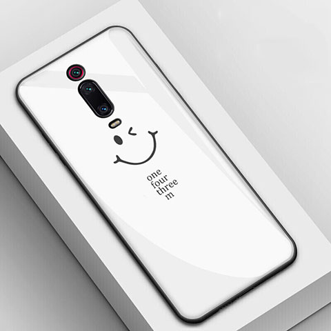 Coque Contour Silicone et Vitre Motif Fantaisie Miroir Etui Housse K03 pour Xiaomi Mi 9T Pro Blanc