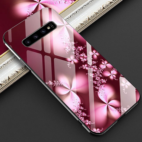 Coque Contour Silicone et Vitre Motif Fantaisie Miroir Etui Housse K04 pour Samsung Galaxy S10 5G Rouge