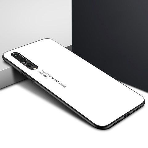 Coque Contour Silicone et Vitre Motif Fantaisie Miroir Etui Housse K05 pour Huawei P20 Pro Blanc