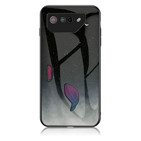 Coque Contour Silicone et Vitre Motif Fantaisie Miroir Etui Housse LS1 pour Asus ROG Phone 7 Pro Gris