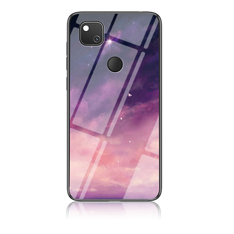 Coque Contour Silicone et Vitre Motif Fantaisie Miroir Etui Housse LS1 pour Google Pixel 4a Violet