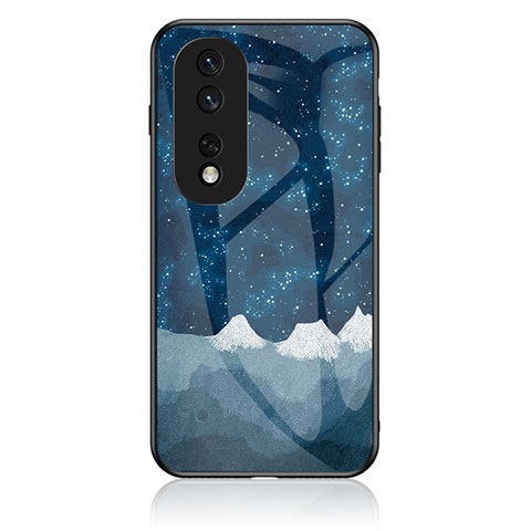 Coque Contour Silicone et Vitre Motif Fantaisie Miroir Etui Housse LS1 pour Huawei Honor 80 5G Bleu