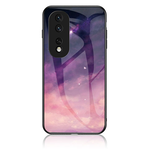 Coque Contour Silicone et Vitre Motif Fantaisie Miroir Etui Housse LS1 pour Huawei Honor 80 GT 5G Violet