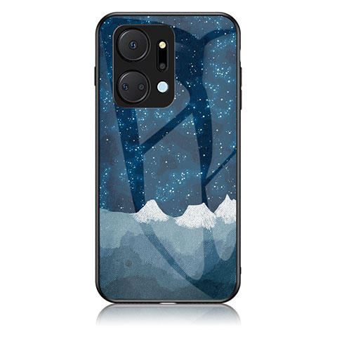 Coque Contour Silicone et Vitre Motif Fantaisie Miroir Etui Housse LS1 pour Huawei Honor X7a Bleu