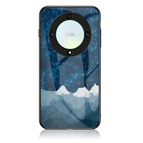 Coque Contour Silicone et Vitre Motif Fantaisie Miroir Etui Housse LS1 pour Huawei Honor X9a 5G Bleu