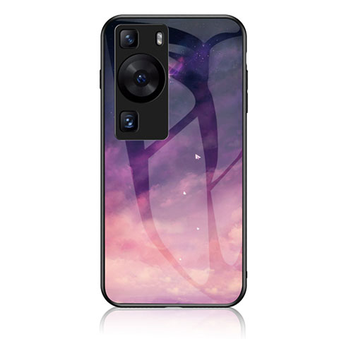 Coque Contour Silicone et Vitre Motif Fantaisie Miroir Etui Housse LS1 pour Huawei P60 Pro Violet