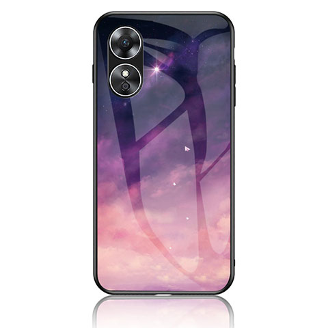 Coque Contour Silicone et Vitre Motif Fantaisie Miroir Etui Housse LS1 pour Oppo A17 Violet