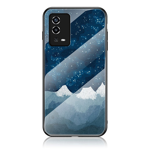 Coque Contour Silicone et Vitre Motif Fantaisie Miroir Etui Housse LS1 pour Oppo A55 4G Bleu