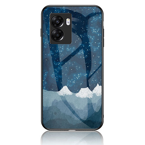 Coque Contour Silicone et Vitre Motif Fantaisie Miroir Etui Housse LS1 pour Oppo A56S 5G Bleu