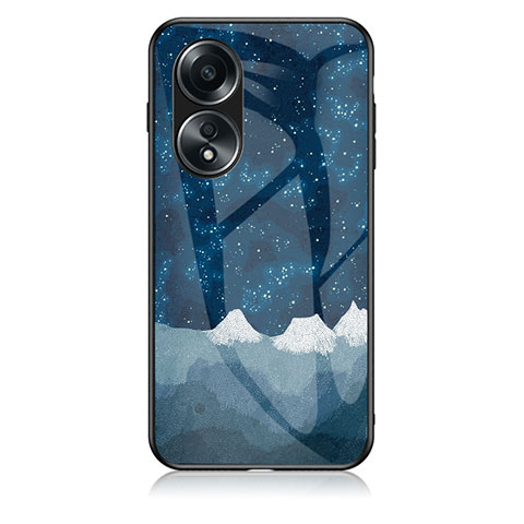 Coque Contour Silicone et Vitre Motif Fantaisie Miroir Etui Housse LS1 pour Oppo A78 4G Bleu