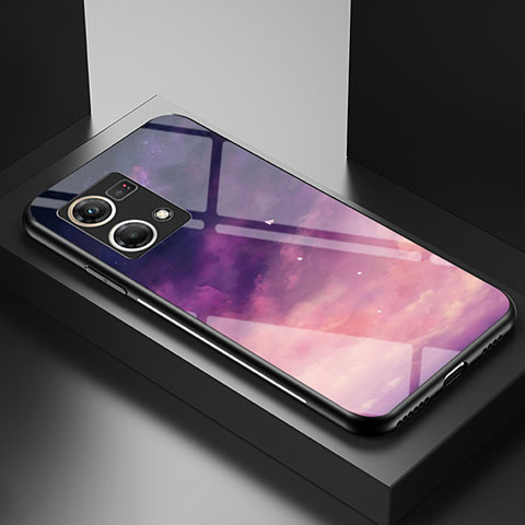 Coque Contour Silicone et Vitre Motif Fantaisie Miroir Etui Housse LS1 pour Oppo F21 Pro 4G Violet