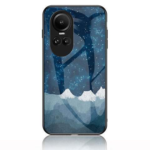 Coque Contour Silicone et Vitre Motif Fantaisie Miroir Etui Housse LS1 pour Oppo Reno10 5G Bleu