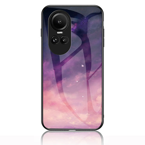 Coque Contour Silicone et Vitre Motif Fantaisie Miroir Etui Housse LS1 pour Oppo Reno10 5G Violet