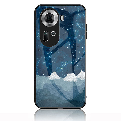 Coque Contour Silicone et Vitre Motif Fantaisie Miroir Etui Housse LS1 pour Oppo Reno11 5G Bleu