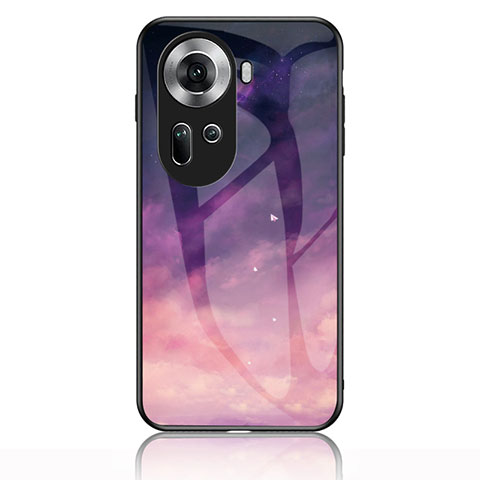 Coque Contour Silicone et Vitre Motif Fantaisie Miroir Etui Housse LS1 pour Oppo Reno11 5G Violet