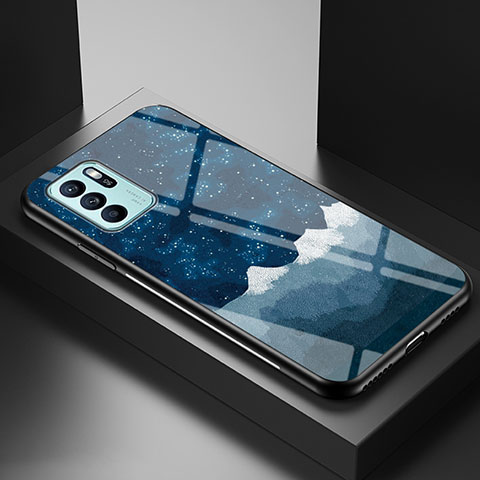 Coque Contour Silicone et Vitre Motif Fantaisie Miroir Etui Housse LS1 pour Oppo Reno6 Z 5G Bleu