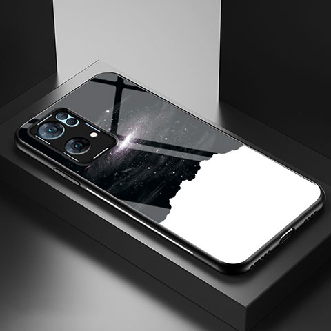 Coque Contour Silicone et Vitre Motif Fantaisie Miroir Etui Housse LS1 pour Oppo Reno7 Pro 5G Noir