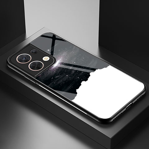 Coque Contour Silicone et Vitre Motif Fantaisie Miroir Etui Housse LS1 pour Oppo Reno9 5G Noir