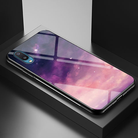 Coque Contour Silicone et Vitre Motif Fantaisie Miroir Etui Housse LS1 pour Samsung Galaxy A02 Violet