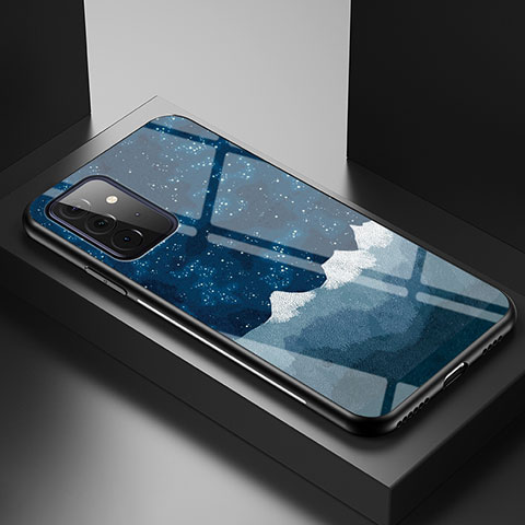 Coque Contour Silicone et Vitre Motif Fantaisie Miroir Etui Housse LS1 pour Samsung Galaxy A72 4G Bleu