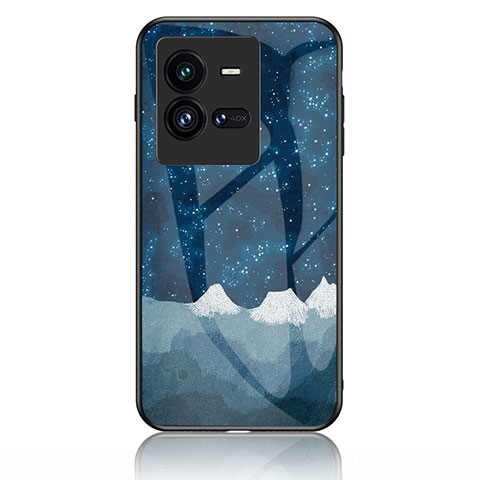 Coque Contour Silicone et Vitre Motif Fantaisie Miroir Etui Housse LS1 pour Vivo iQOO 10 Pro 5G Bleu