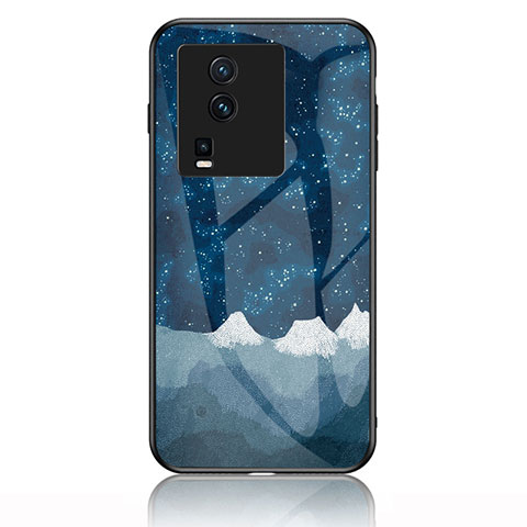 Coque Contour Silicone et Vitre Motif Fantaisie Miroir Etui Housse LS1 pour Vivo iQOO Neo7 5G Bleu