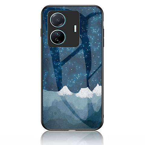 Coque Contour Silicone et Vitre Motif Fantaisie Miroir Etui Housse LS1 pour Vivo iQOO Z6 Pro 5G Bleu