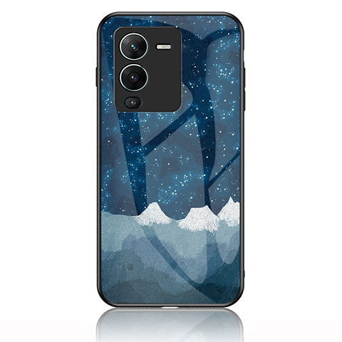 Coque Contour Silicone et Vitre Motif Fantaisie Miroir Etui Housse LS1 pour Vivo V25 Pro 5G Bleu