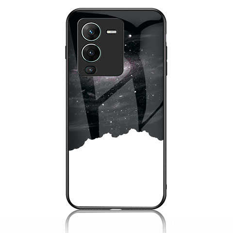 Coque Contour Silicone et Vitre Motif Fantaisie Miroir Etui Housse LS1 pour Vivo V25 Pro 5G Noir