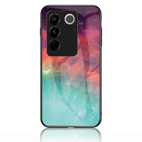 Coque Contour Silicone et Vitre Motif Fantaisie Miroir Etui Housse LS1 pour Vivo V27 Pro 5G Rouge