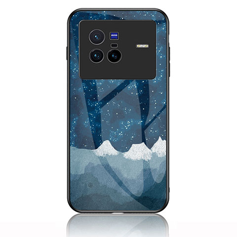 Coque Contour Silicone et Vitre Motif Fantaisie Miroir Etui Housse LS1 pour Vivo X80 5G Bleu