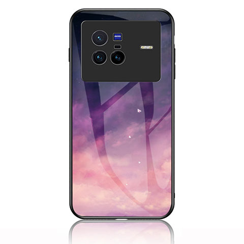 Coque Contour Silicone et Vitre Motif Fantaisie Miroir Etui Housse LS1 pour Vivo X80 5G Violet