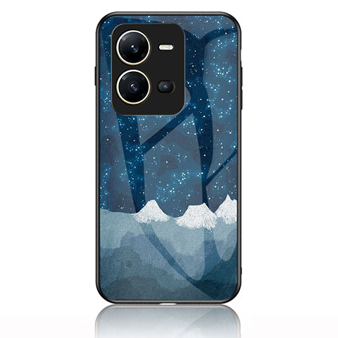 Coque Contour Silicone et Vitre Motif Fantaisie Miroir Etui Housse LS1 pour Vivo X80 Lite 5G Bleu