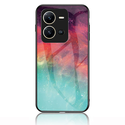 Coque Contour Silicone et Vitre Motif Fantaisie Miroir Etui Housse LS1 pour Vivo X80 Lite 5G Rouge