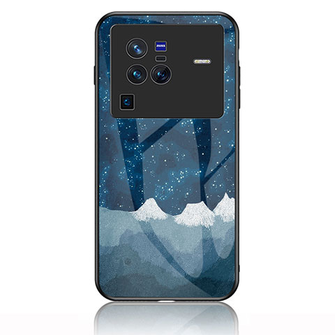 Coque Contour Silicone et Vitre Motif Fantaisie Miroir Etui Housse LS1 pour Vivo X80 Pro 5G Bleu