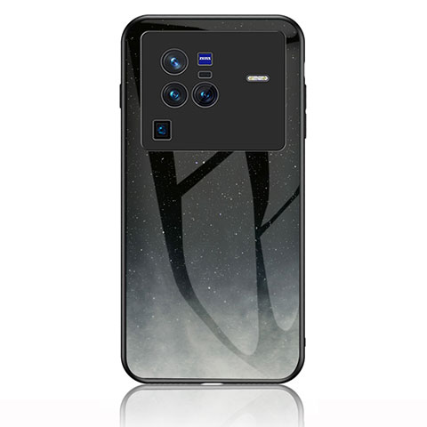 Coque Contour Silicone et Vitre Motif Fantaisie Miroir Etui Housse LS1 pour Vivo X80 Pro 5G Gris