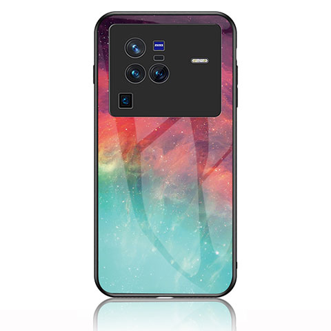 Coque Contour Silicone et Vitre Motif Fantaisie Miroir Etui Housse LS1 pour Vivo X80 Pro 5G Rouge