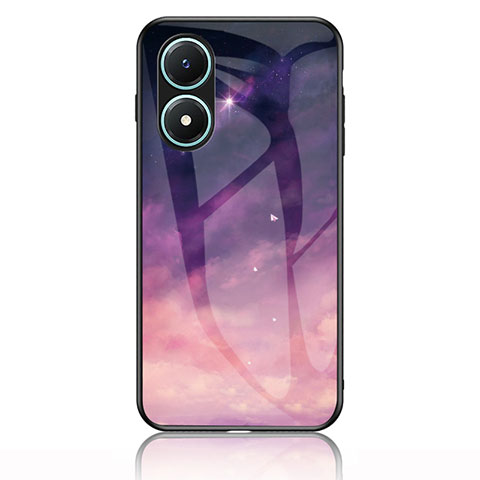 Coque Contour Silicone et Vitre Motif Fantaisie Miroir Etui Housse LS1 pour Vivo Y02S Violet