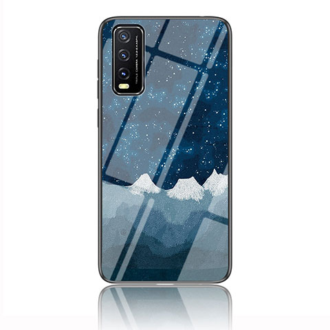 Coque Contour Silicone et Vitre Motif Fantaisie Miroir Etui Housse LS1 pour Vivo Y20a Bleu