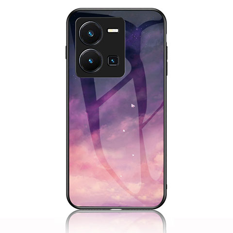 Coque Contour Silicone et Vitre Motif Fantaisie Miroir Etui Housse LS1 pour Vivo Y35 4G Violet