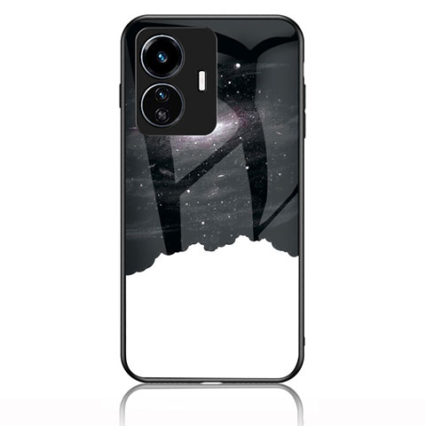 Coque Contour Silicone et Vitre Motif Fantaisie Miroir Etui Housse LS1 pour Vivo Y77e t1 Noir