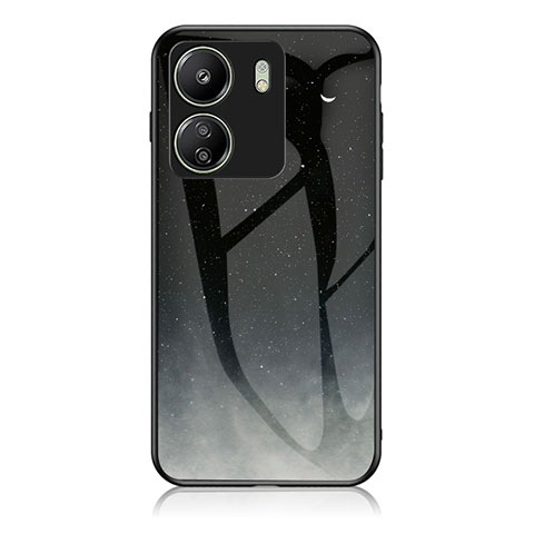 Coque Contour Silicone et Vitre Motif Fantaisie Miroir Etui Housse LS1 pour Xiaomi Poco C65 Gris