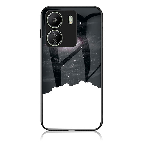 Coque Contour Silicone et Vitre Motif Fantaisie Miroir Etui Housse LS1 pour Xiaomi Poco C65 Noir