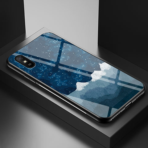 Coque Contour Silicone et Vitre Motif Fantaisie Miroir Etui Housse LS1 pour Xiaomi Redmi 9i Bleu