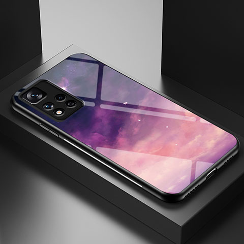 Coque Contour Silicone et Vitre Motif Fantaisie Miroir Etui Housse LS1 pour Xiaomi Redmi Note 11 Pro+ Plus 5G Violet