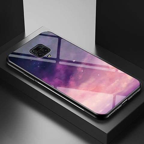 Coque Contour Silicone et Vitre Motif Fantaisie Miroir Etui Housse LS1 pour Xiaomi Redmi Note 9 Pro Violet