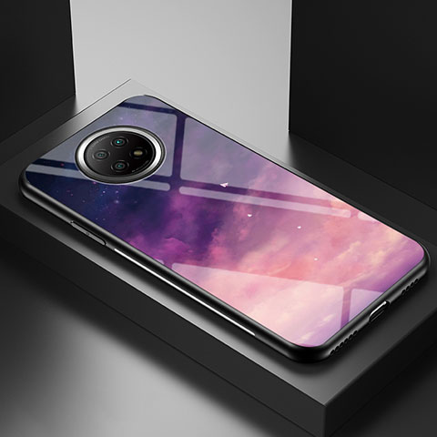 Coque Contour Silicone et Vitre Motif Fantaisie Miroir Etui Housse LS1 pour Xiaomi Redmi Note 9T 5G Violet