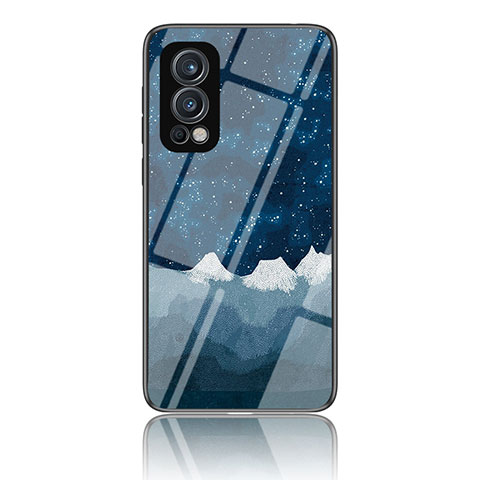 Coque Contour Silicone et Vitre Motif Fantaisie Miroir Etui Housse LS2 pour OnePlus Nord 2 5G Bleu